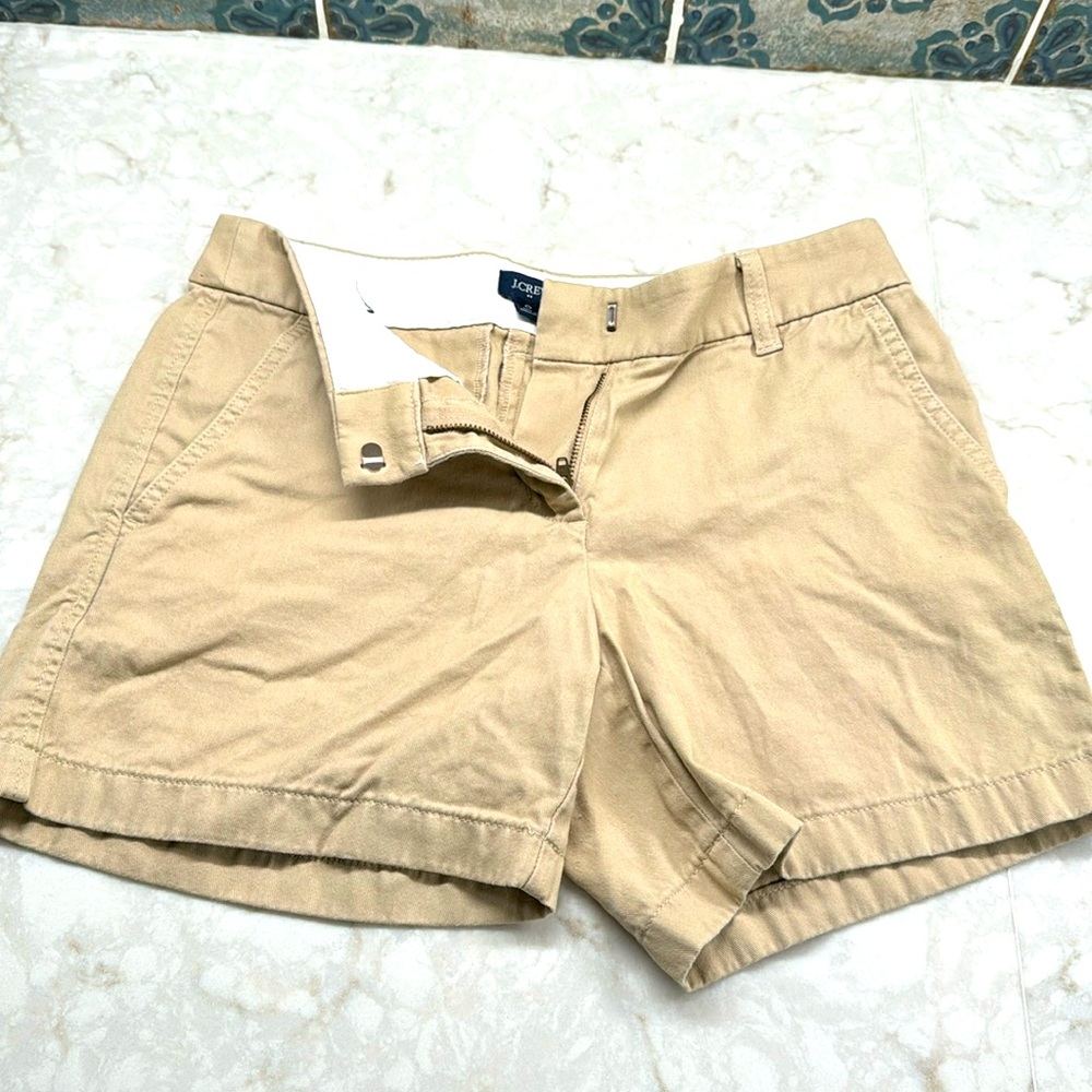 J. Crew Womens Size 0 khaki Chino Classic Twill Flat Front Shorts‎